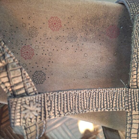 Taos Trophy Leather Supportive Sandals 7 Bronze Metallic - Picture 7 of 16